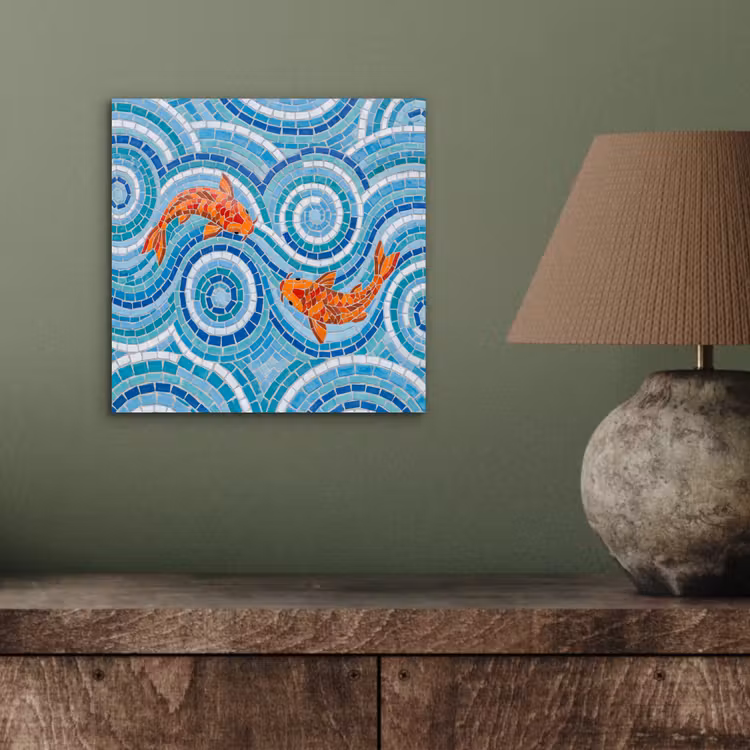Aluminium schilderij - Vis - Mozaïek - Water - Decoratief - Blauw — 4