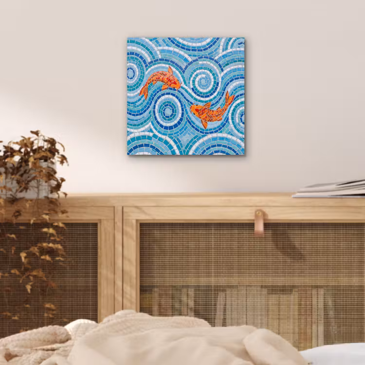 Aluminium schilderij - Vis - Mozaïek - Water - Decoratief - Blauw — 5
