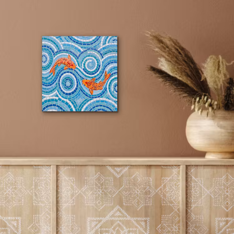 Aluminium schilderij - Vis - Mozaïek - Water - Decoratief - Blauw — 6