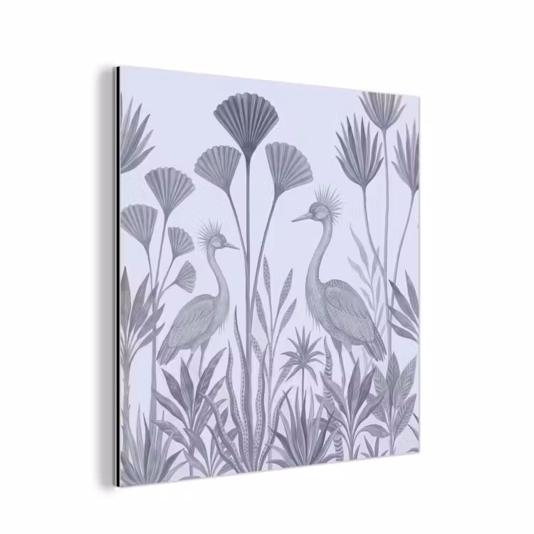 Aluminium schilderij - Vogel - Tropisch - Illustratie - Blauwgrijs - Natuur — 1