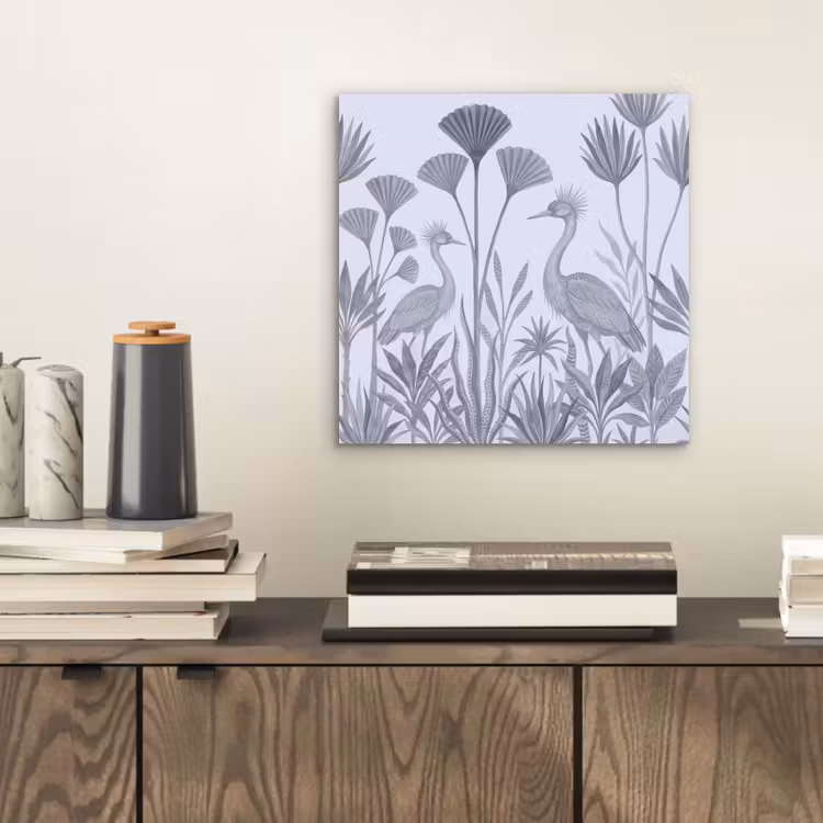 Aluminium schilderij - Vogel - Tropisch - Illustratie - Blauwgrijs - Natuur — 2