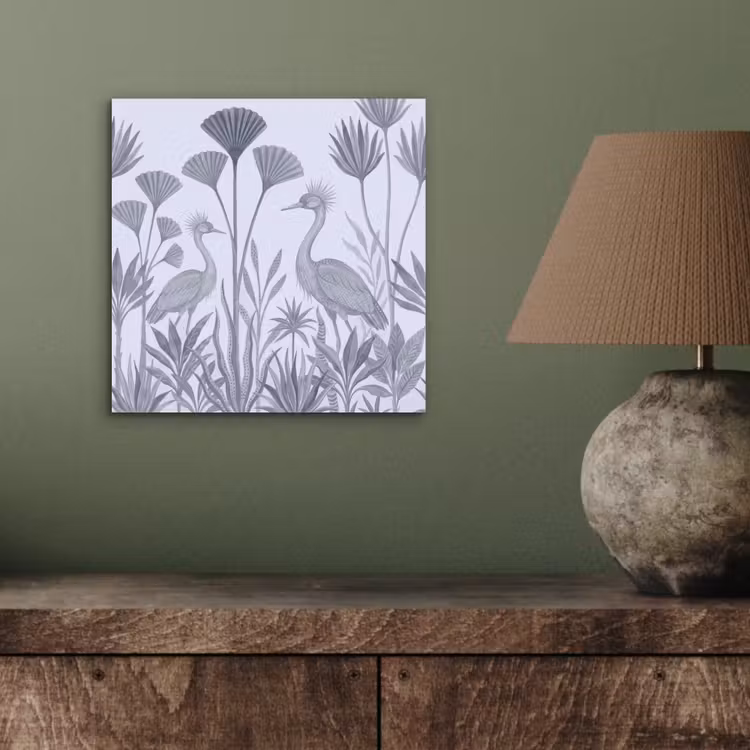 Aluminium schilderij - Vogel - Tropisch - Illustratie - Blauwgrijs - Natuur — 4