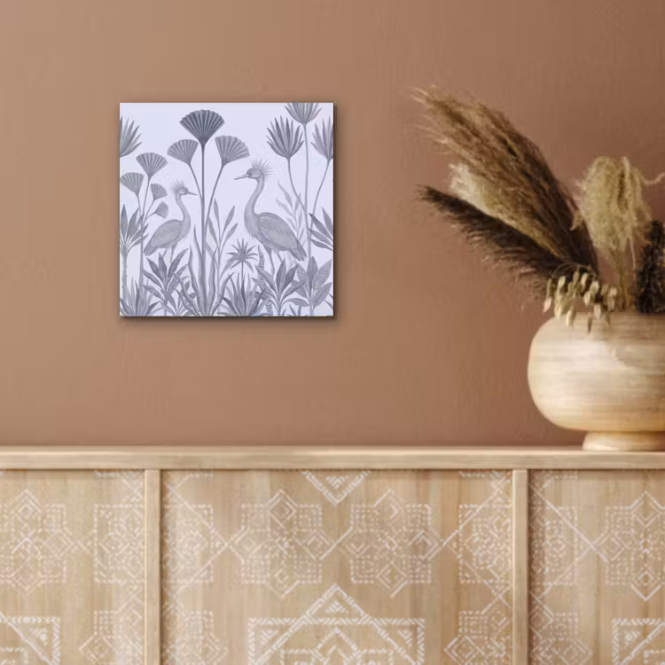 Aluminium schilderij - Vogel - Tropisch - Illustratie - Blauwgrijs - Natuur — 6