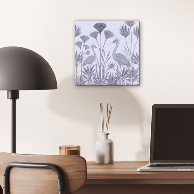 Aluminium schilderij - Vogel - Tropisch - Illustratie - Blauwgrijs - Natuur — 7