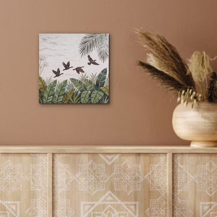 Aluminium schilderij - Vogel - Vliegend - Tropisch - Mozaïek - Groen — 6
