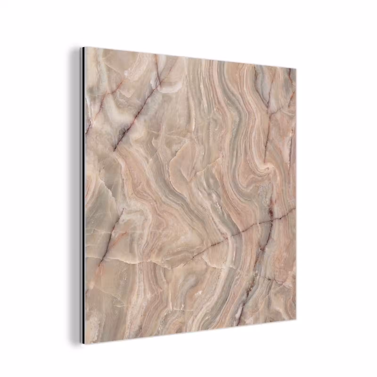 Aluminium schilderij - Marmer - Patroon - Abstract - Beige - Groen — 1