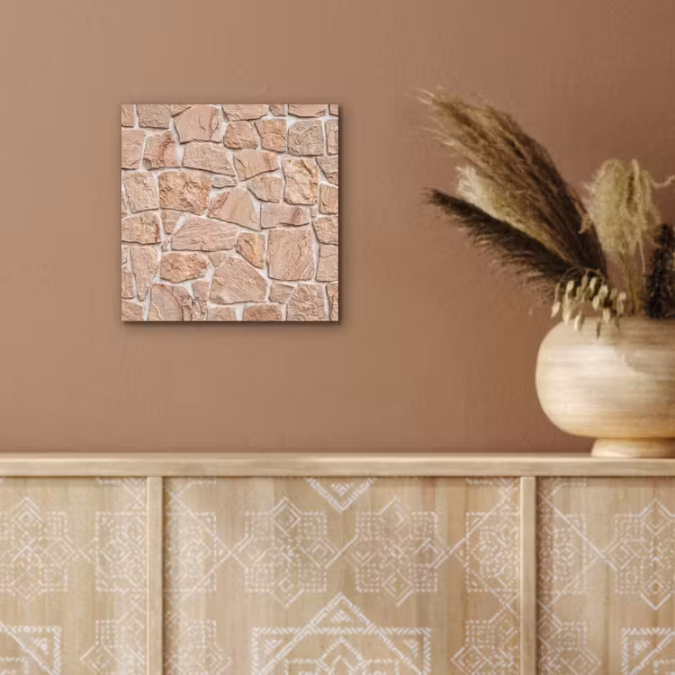 Aluminium schilderij - Muur - Steen - Patroon - Rustiek - Beige — 6