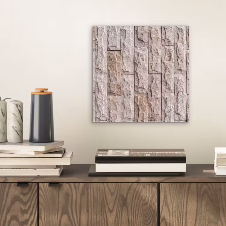 Aluminium schilderij - Muur - Steen - Ruw - Beige - Textuur — 2