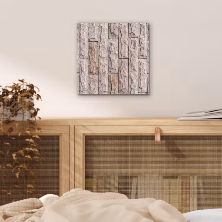 Aluminium schilderij - Muur - Steen - Ruw - Beige - Textuur — 5