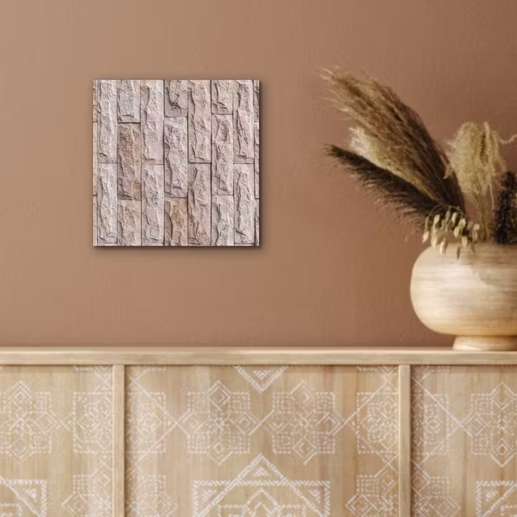 Aluminium schilderij - Muur - Steen - Ruw - Beige - Textuur — 6