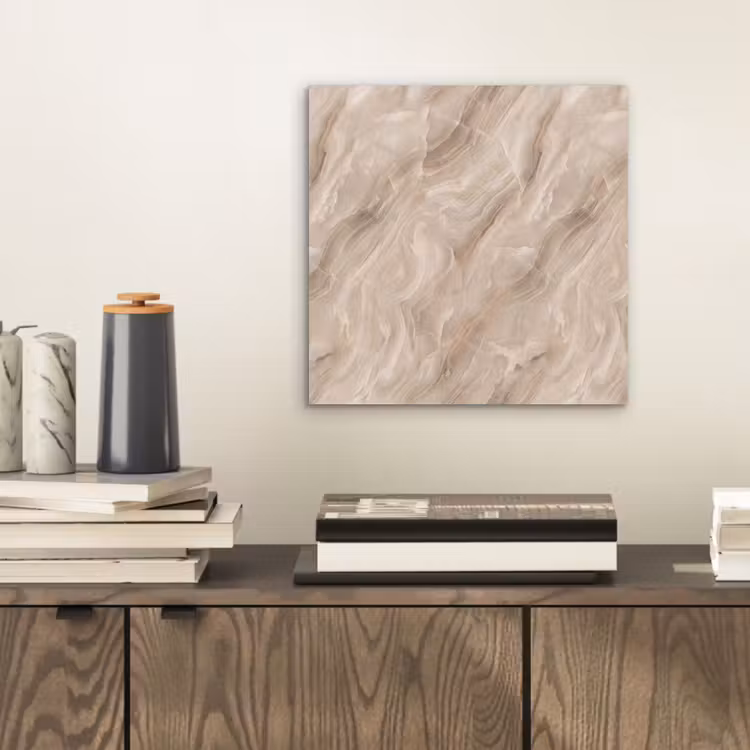 Aluminium schilderij - Steen - Golvend - Abstract - Beige — 2