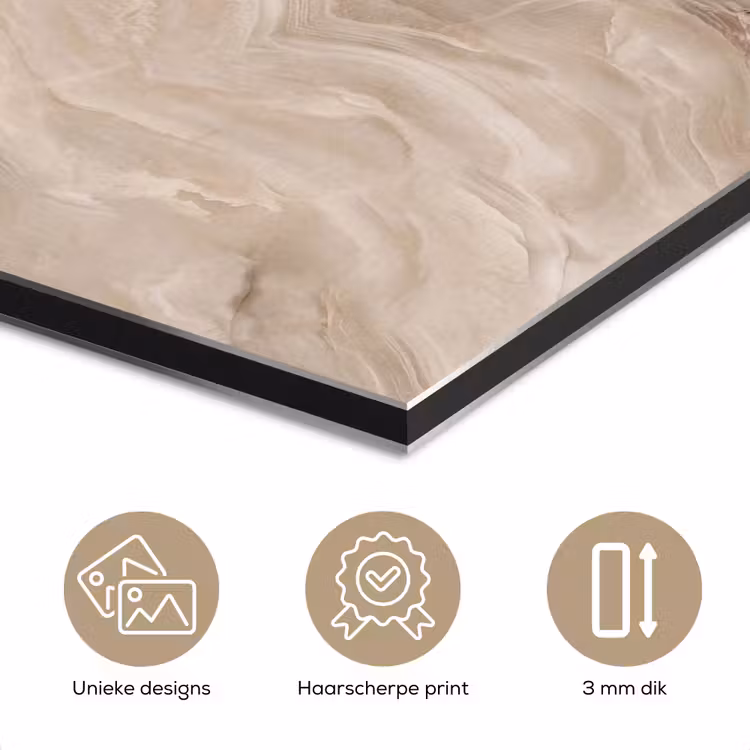 Aluminium schilderij - Steen - Golvend - Abstract - Beige — 3