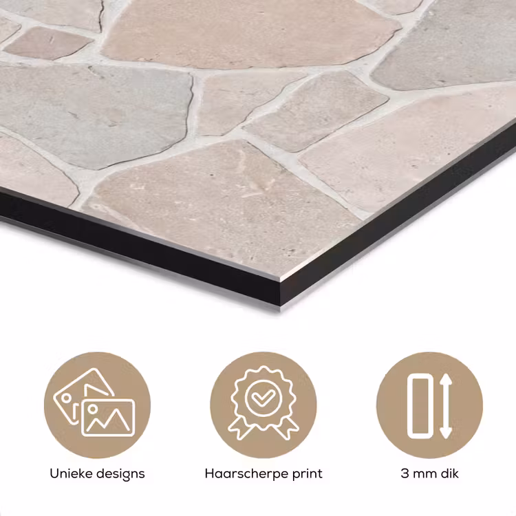 Aluminium schilderij - Steen - Patroon - Textuur - Beige — 3