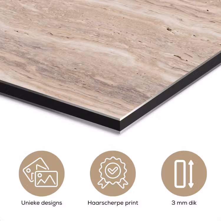 Aluminium schilderij - Steen - Patroon - Textuur - Natuurlijk - Beige — 3