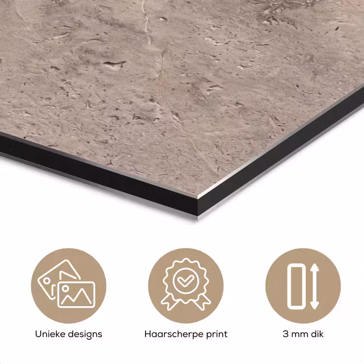 Aluminium schilderij - Textuur - Steen - Patroon - Rustiek - Beige — 3
