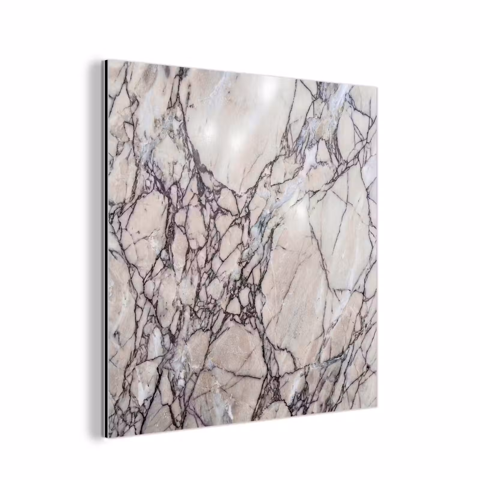 Aluminium schilderij - Marmer - Aderen - Patroon - Wit - Grijs — 1