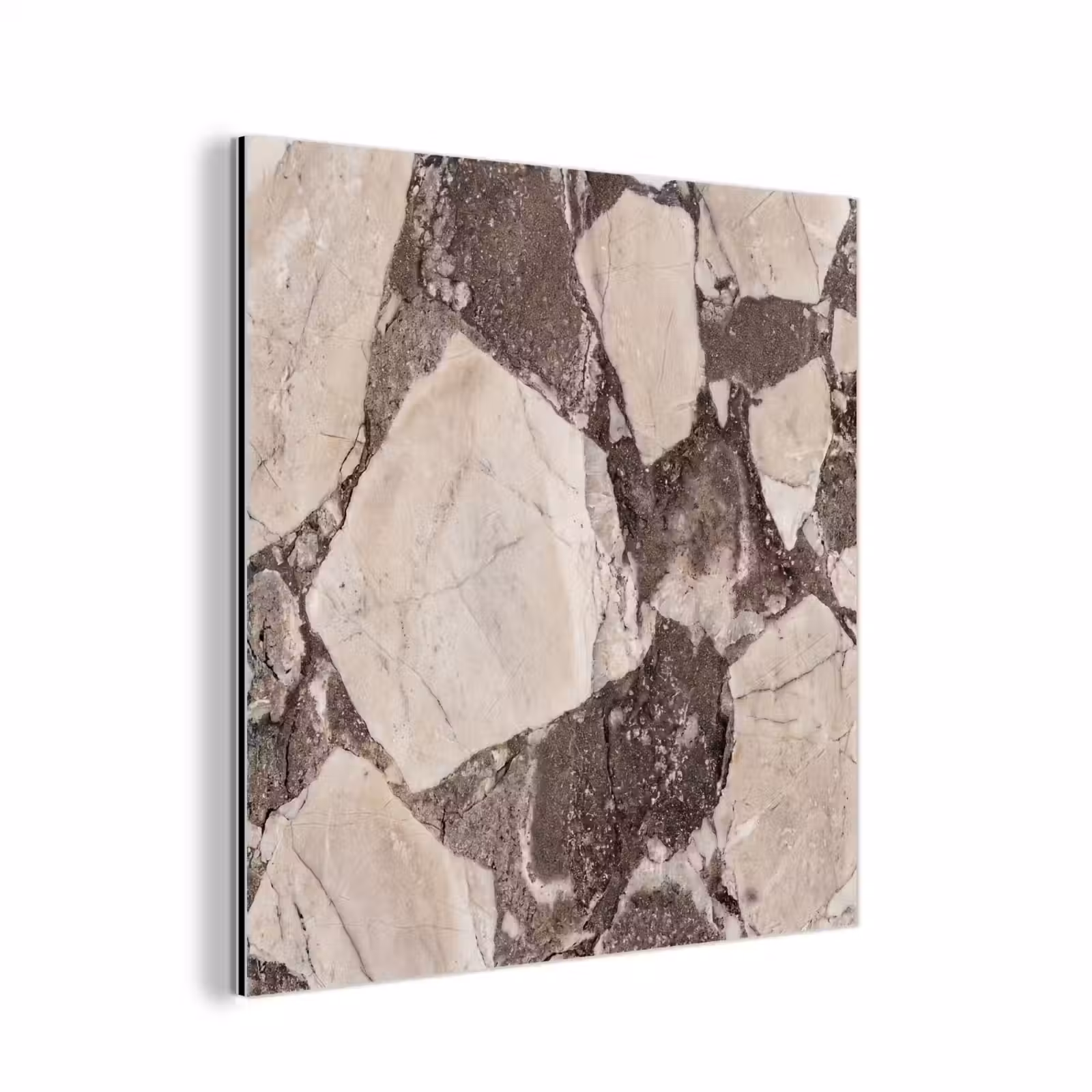 Aluminium schilderij - Textuur - Marmer - Abstract - Beige - Bruin — 1