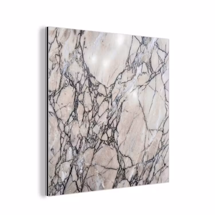Aluminium schilderij - Marmer - Aderen - Patroon - Wit - Grijs — 1