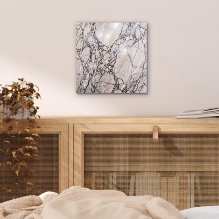 Aluminium schilderij - Marmer - Aderen - Patroon - Wit - Grijs — 5