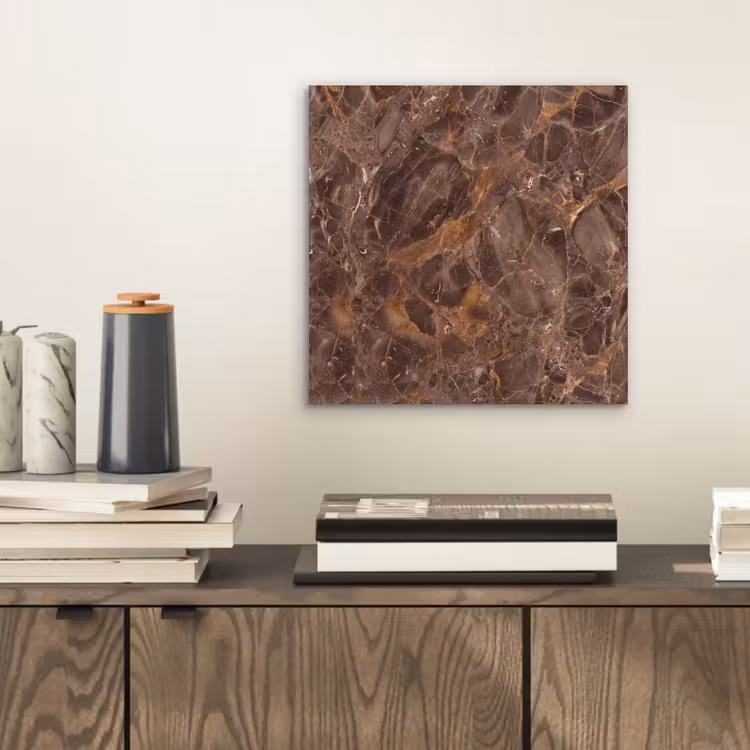 Aluminium schilderij - Marmer - Patroon - Natuur - Bruin - Goud — 2