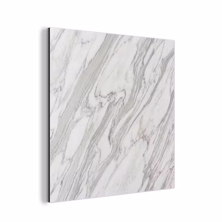 Aluminium schilderij - Marmer - Wit - Grijs - Structuur - Modern — 1