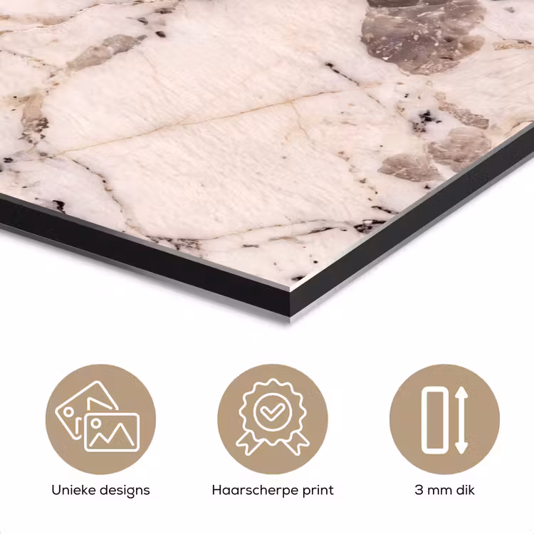 Aluminium schilderij - Natuursteen - Patroon - Abstract - Beige - Grijs — 3