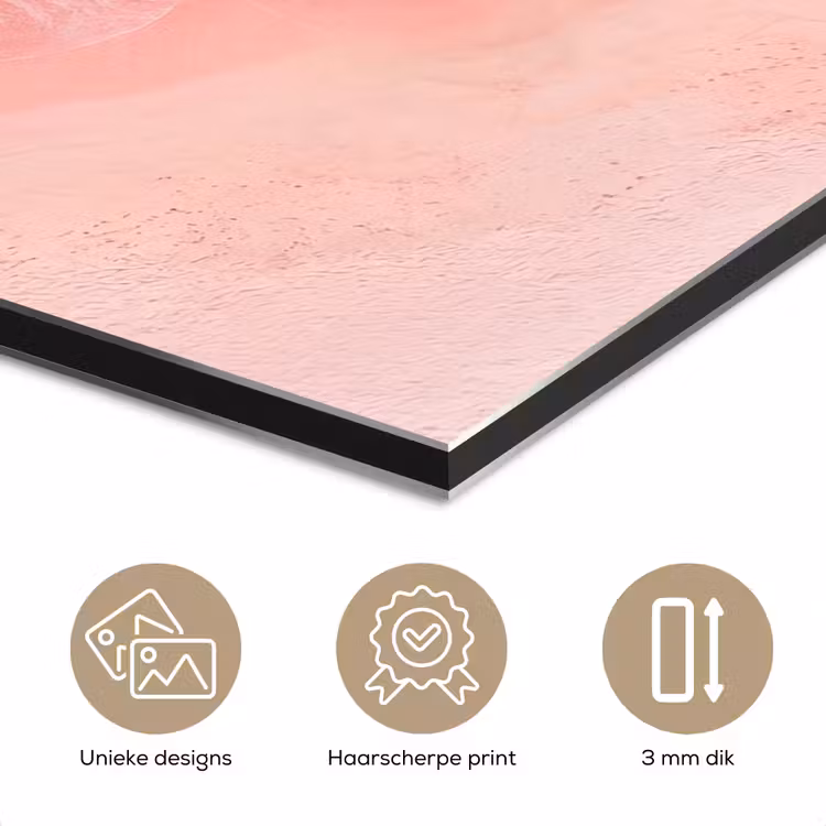 Aluminium schilderij - Strand - Oceaan - Golven - Roze Zand - Natuur — 3