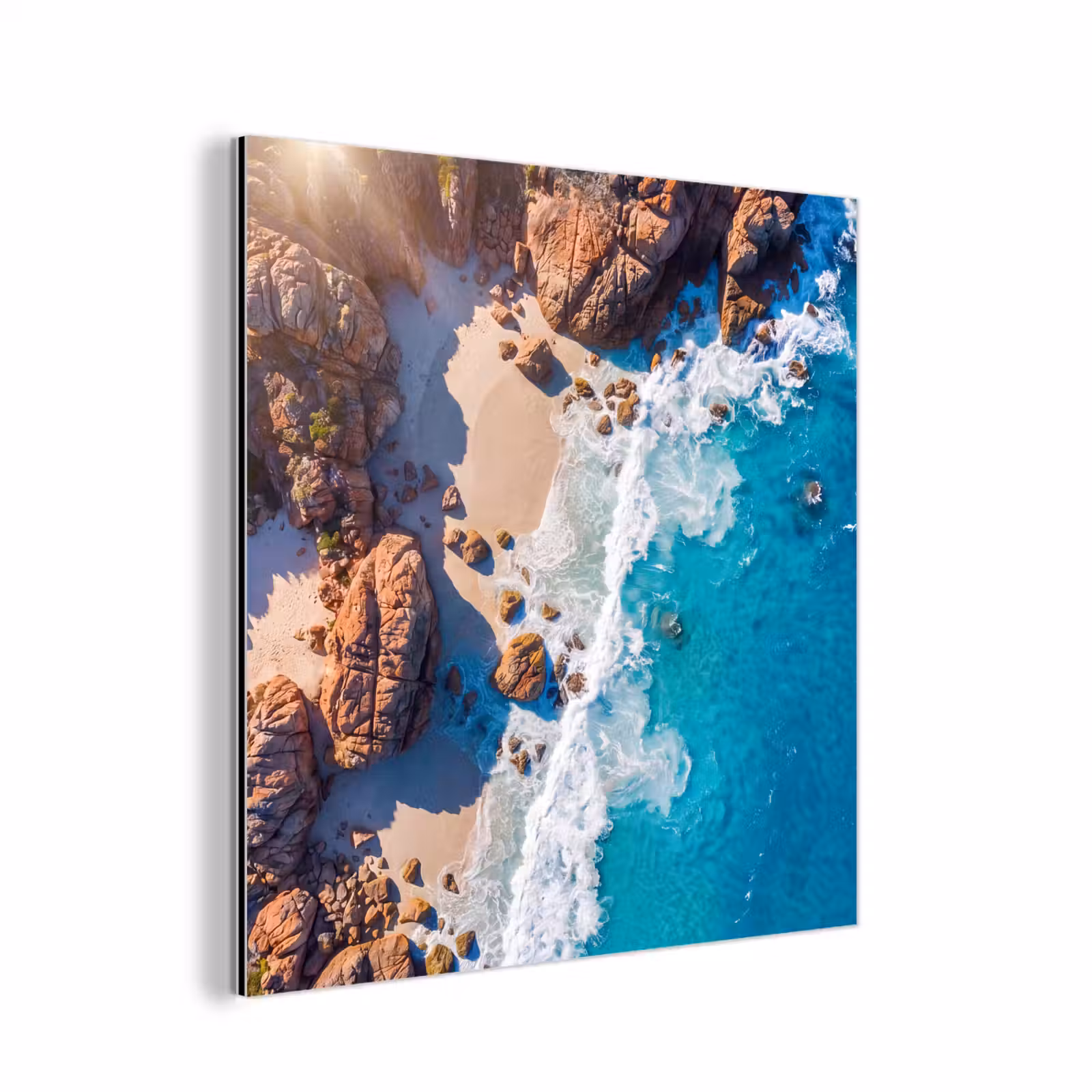 Aluminium schilderij - Strand - Zee - Rotsen - Natuur - Blauw — 1