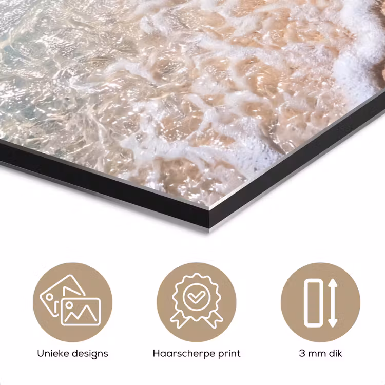 Aluminium schilderij - Strand - Water - Natuur - Blauw - Beige — 3