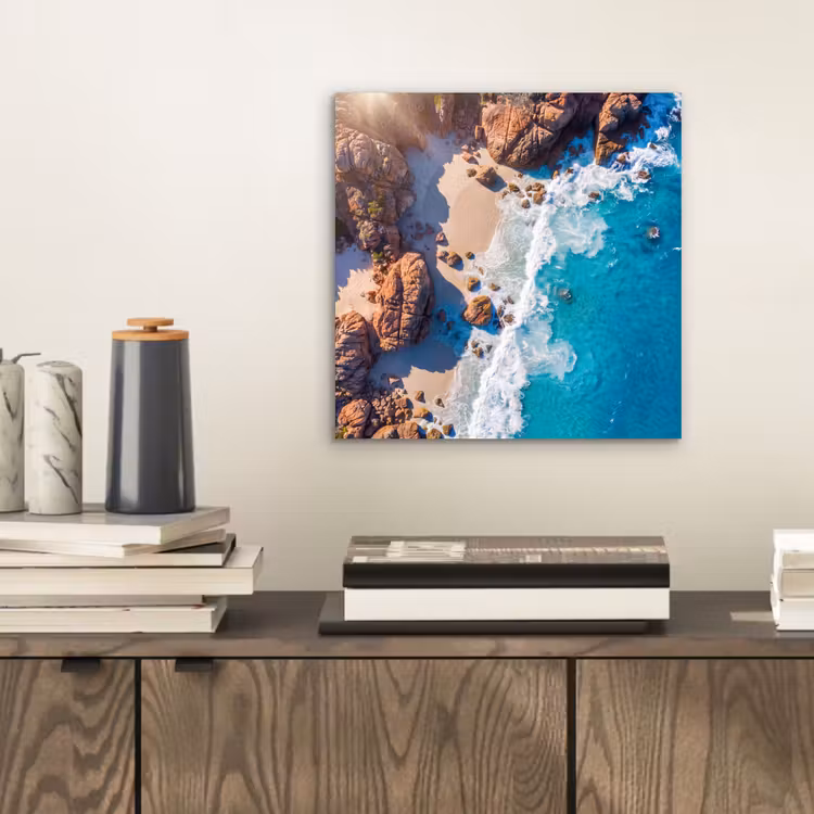 Aluminium schilderij - Strand - Zee - Rotsen - Natuur - Blauw — 2