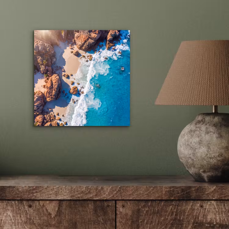 Aluminium schilderij - Strand - Zee - Rotsen - Natuur - Blauw — 4