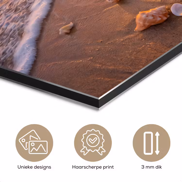 Aluminium schilderij - Strand - Zonsondergang - Palmbomen - Natuur - Oranje — 3