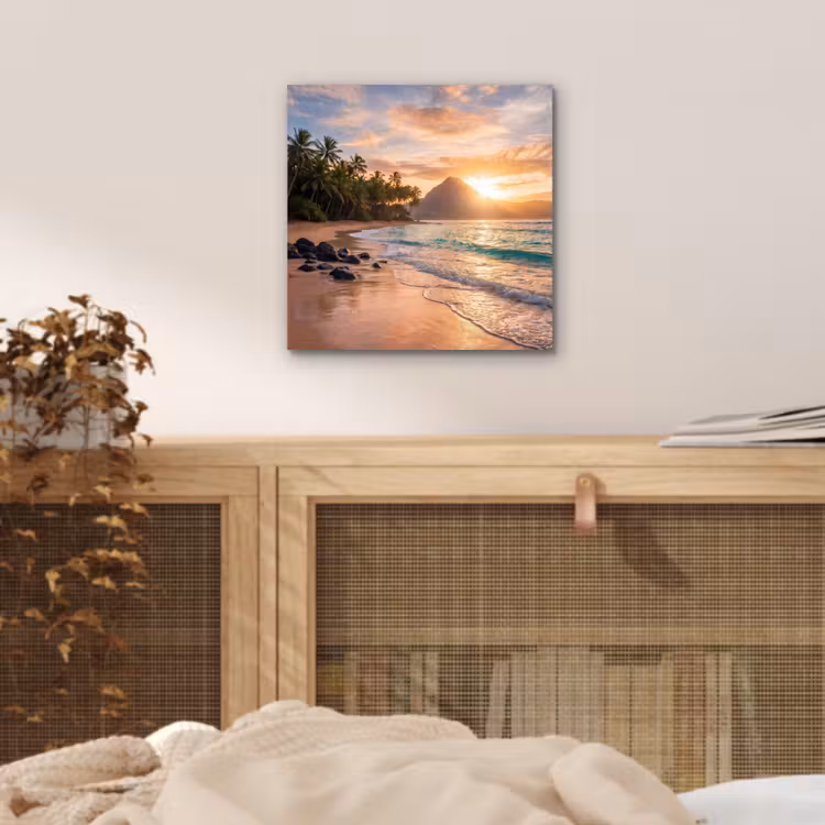 Aluminium schilderij - Zee - Berg - Landschap - Tropisch - Goud — 5