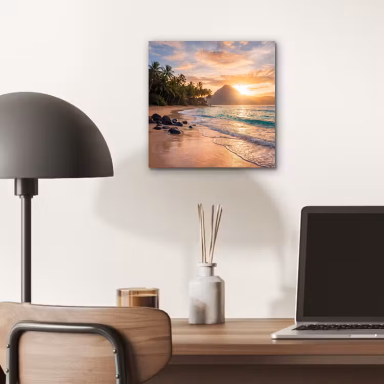 Aluminium schilderij - Zee - Berg - Landschap - Tropisch - Goud — 7