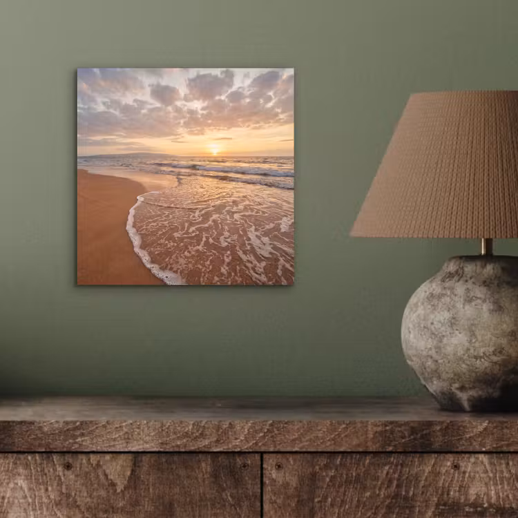 Aluminium schilderij - Zee - Kustlijn - Wolken - Landschap - Oranje — 4