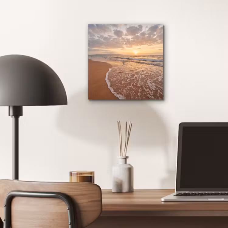 Aluminium schilderij - Zee - Kustlijn - Wolken - Landschap - Oranje — 7