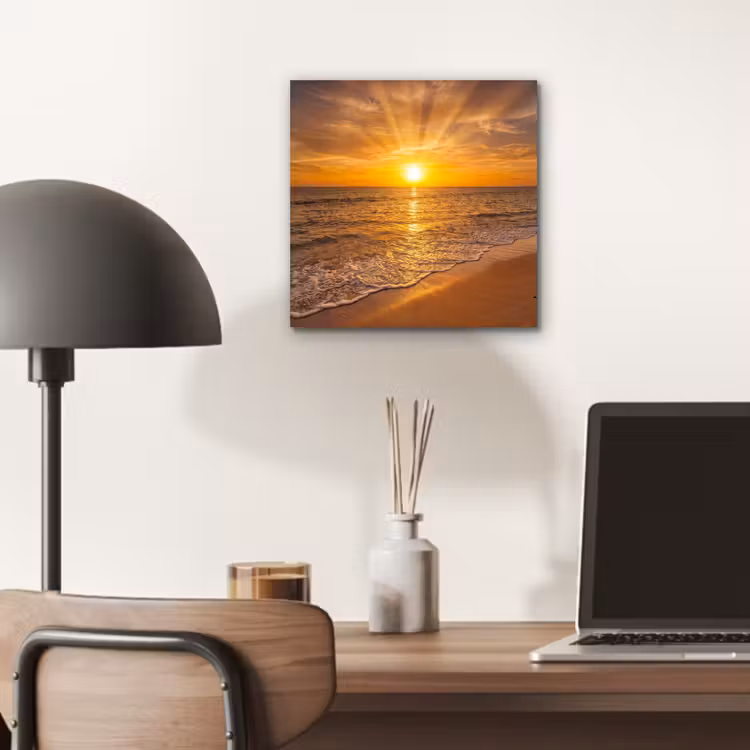 Aluminium schilderij - Zee - Zonsondergang - Golven - Kust - Oranje — 7