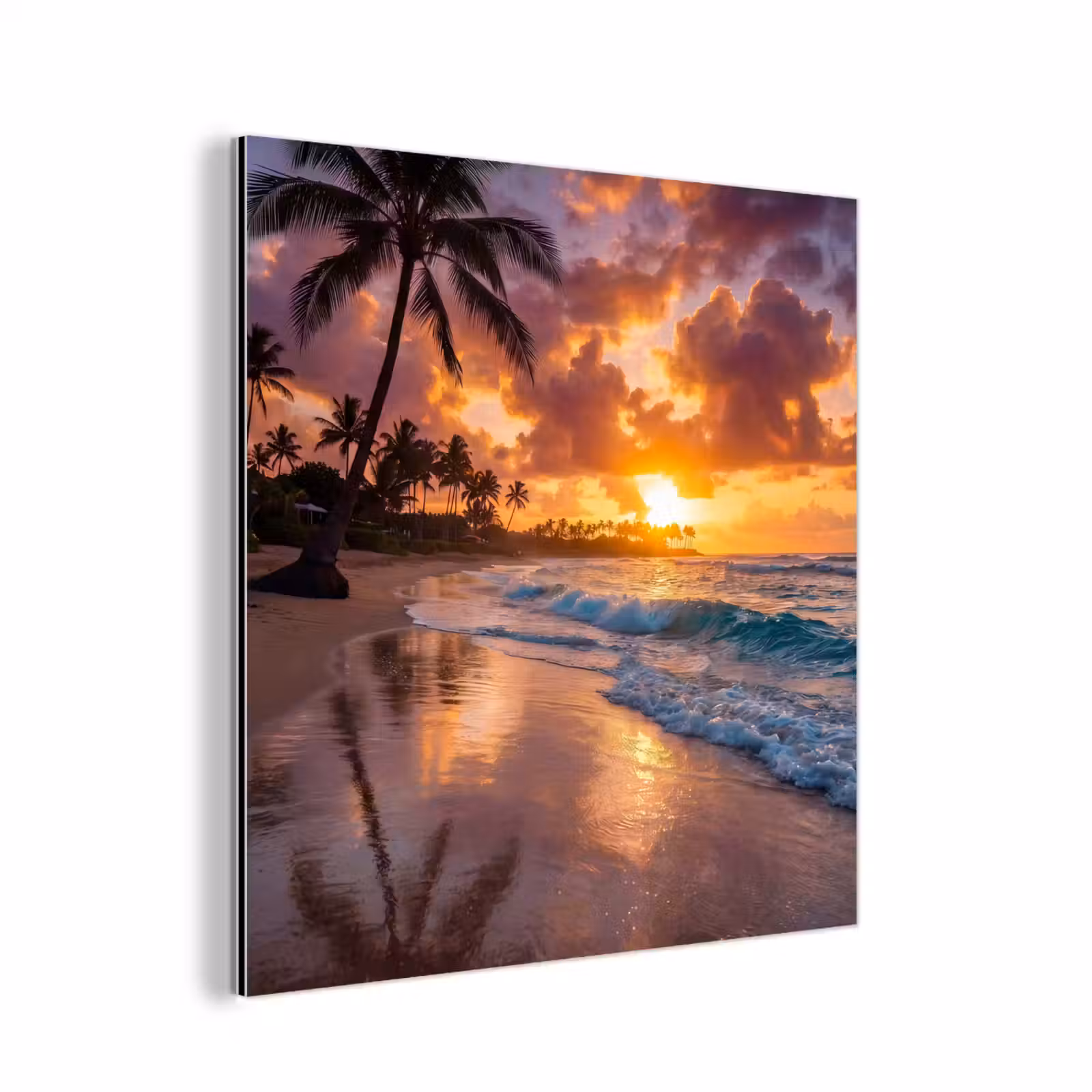 Aluminium schilderij - Strand - Zonsopgang - Tropisch - Natuur - Oranje — 1