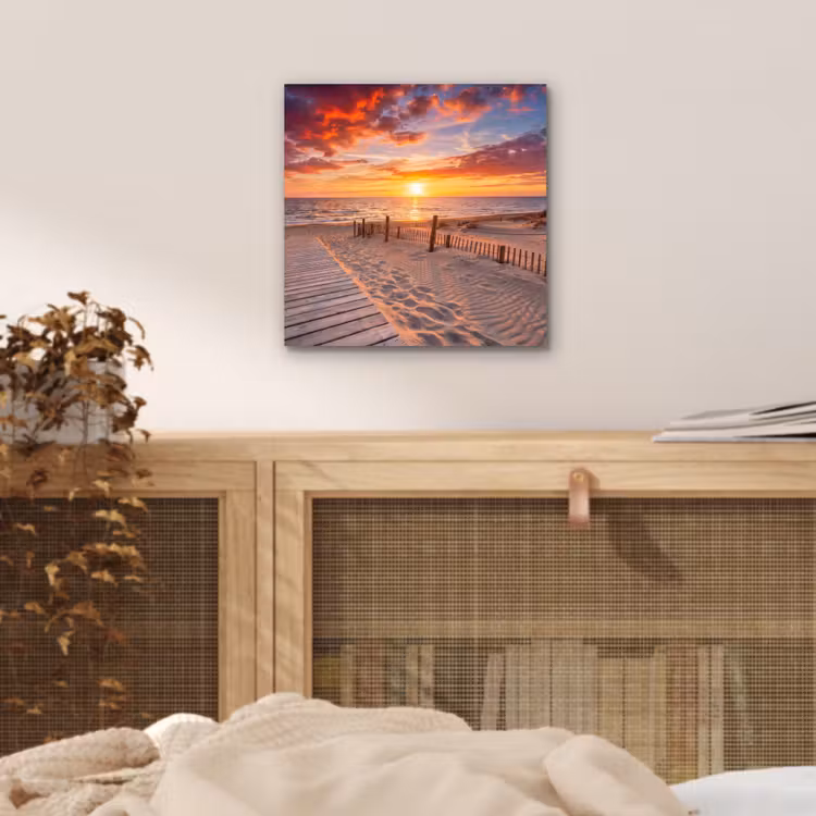Aluminium schilderij - Strand - Zonsondergang - Zee - Natuur - Oranje — 5