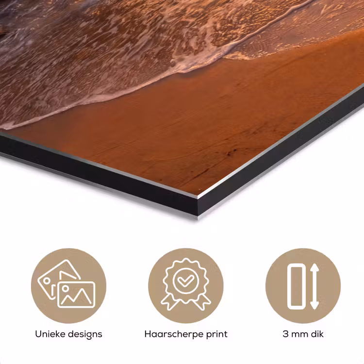 Aluminium schilderij - Zee - Kust - Zonsondergang - Natuur - Oranje — 3
