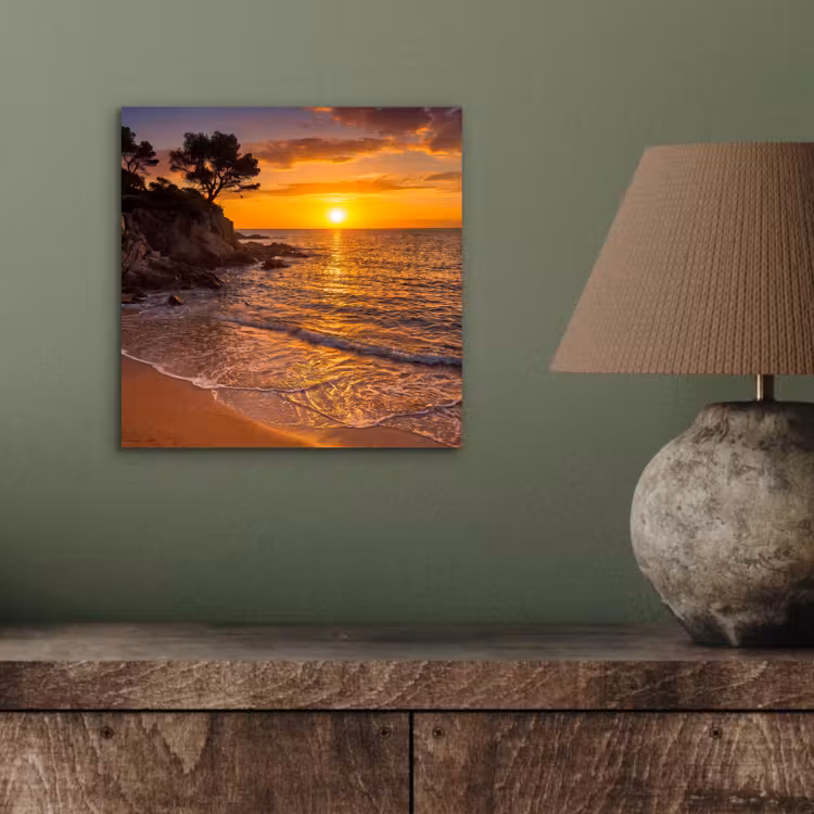 Aluminium schilderij - Zee - Kust - Zonsondergang - Natuur - Oranje — 4