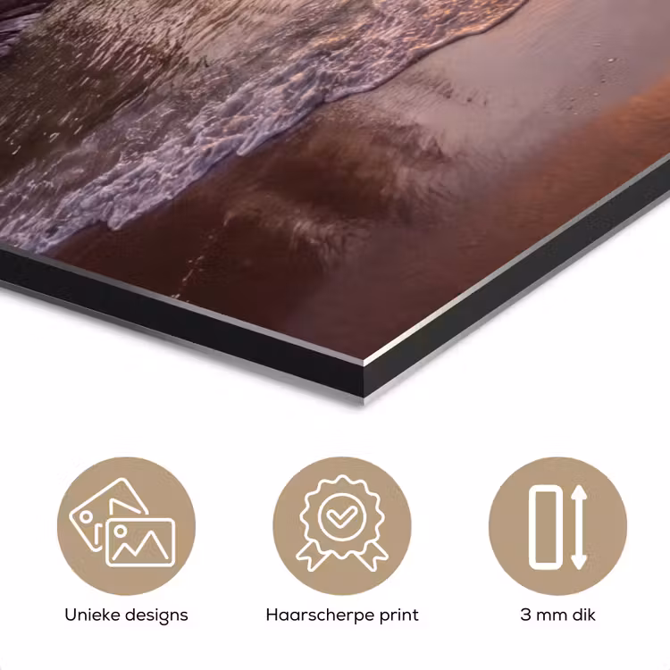Aluminium schilderij - Zonsondergang - Kust - Water - Natuur - Oranje — 3