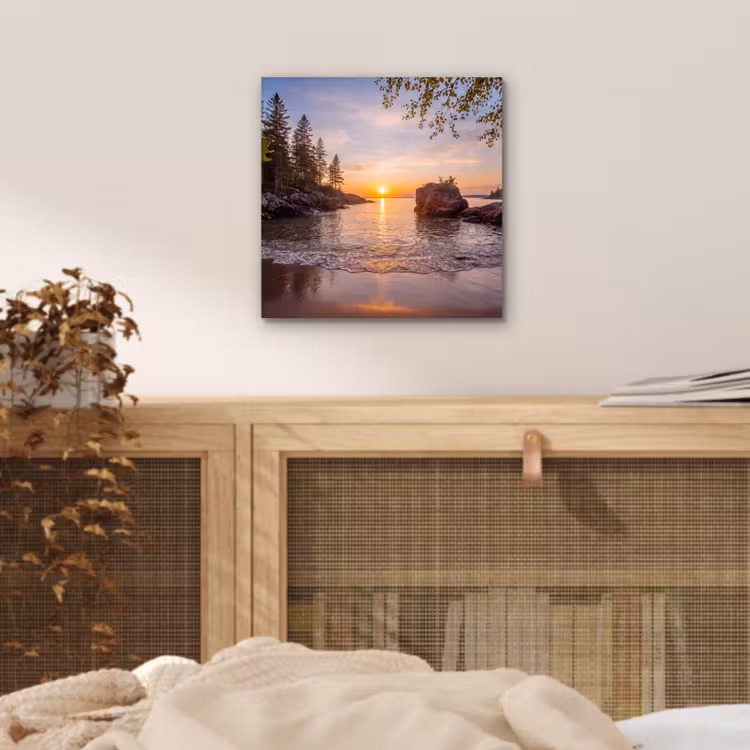 Aluminium schilderij - Zonsondergang - Kust - Water - Natuur - Oranje — 5