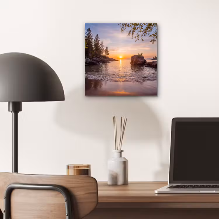 Aluminium schilderij - Zonsondergang - Kust - Water - Natuur - Oranje — 7